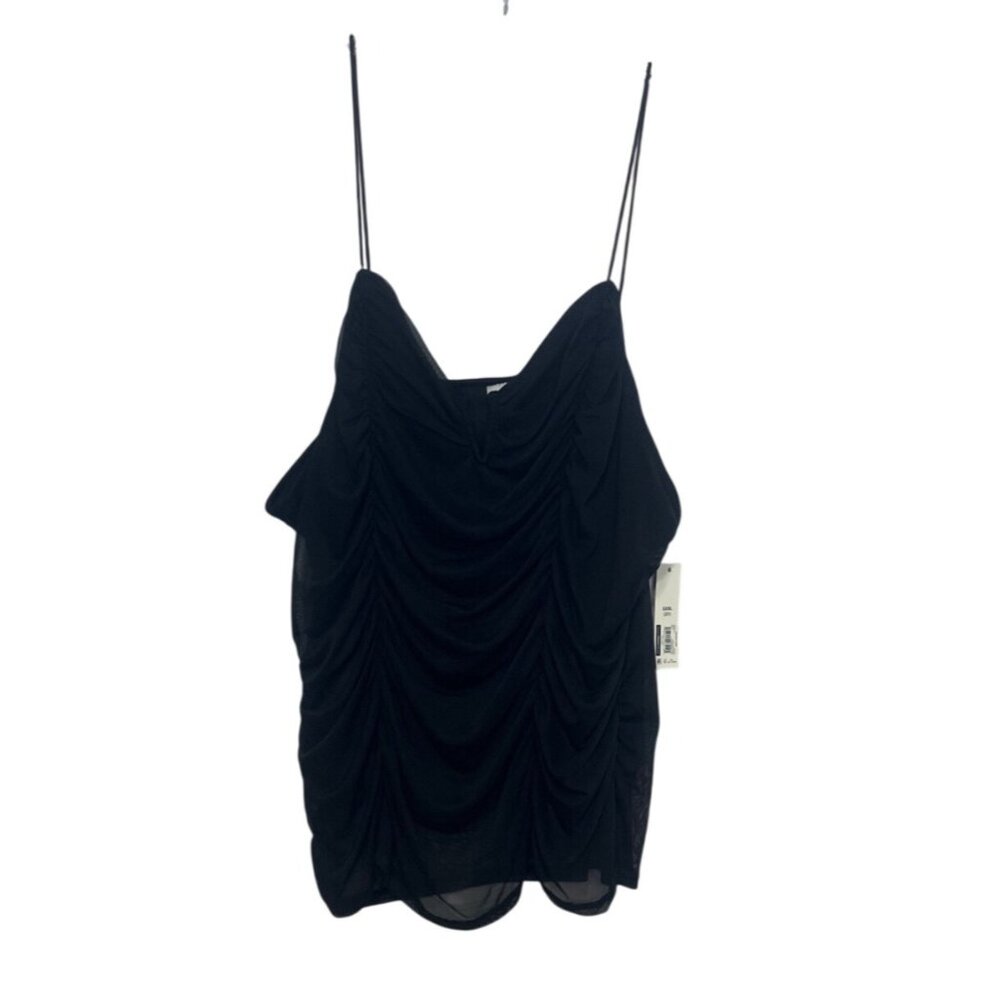 No Boundaries Ruched‎ Cami Tank Top XXXL Black New Adjustable Straps